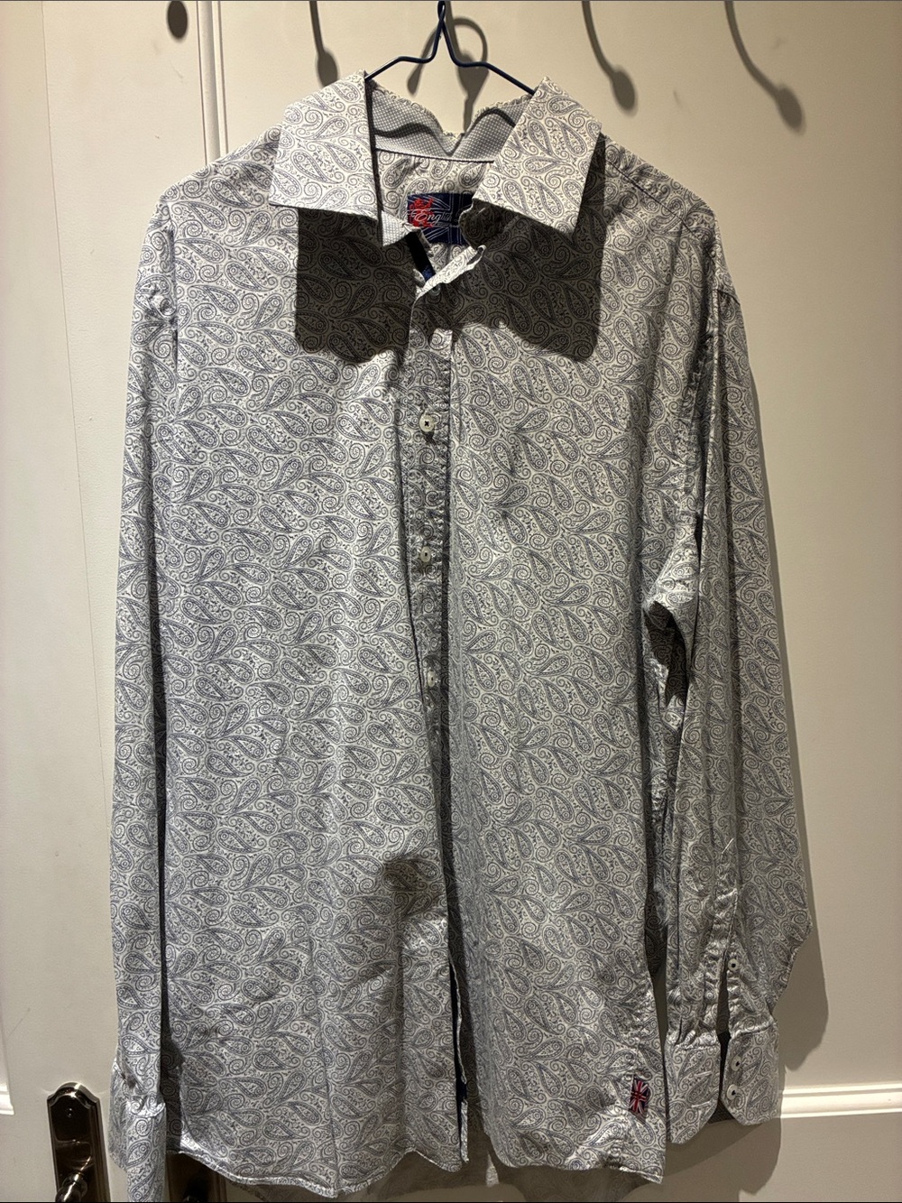 English Laundry Mens 16.5 34/35 Paisley Long Sleeve Button Up Dress Shirt 👵MT